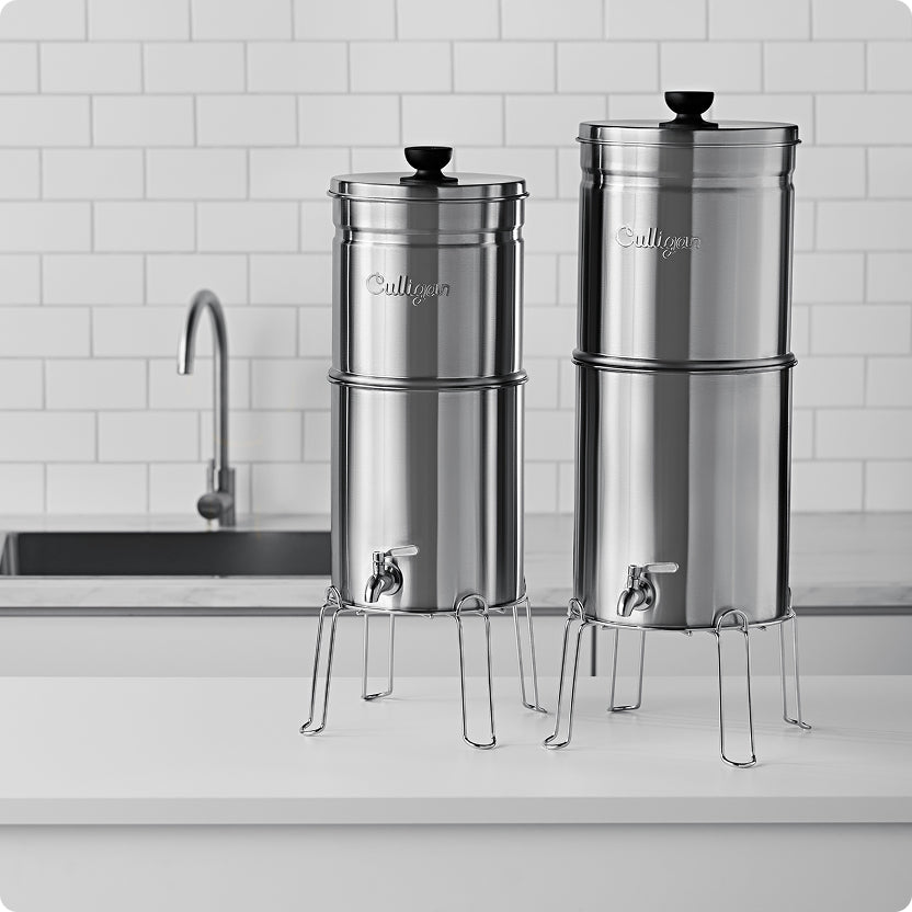 maxclear scout and venture water system on kitchen counter