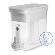 Grey Culligan water filtration dispenser on white background